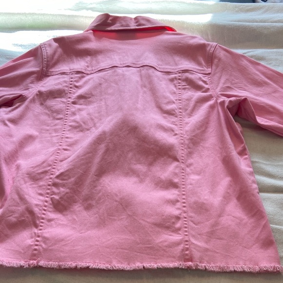 Quaker Factory Jacket Pink with Orange Trim Rhinestone buttons Size Large - Picture 9 of 14